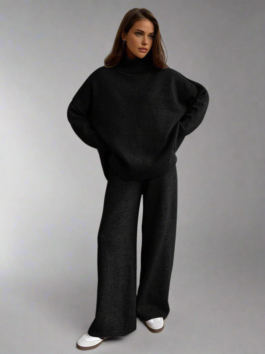 Alba | Two-Piece Lounge Knit Soft Set with Turtleneck