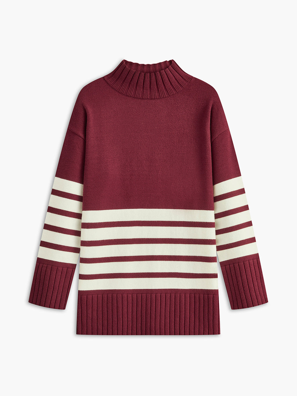 Elena | Striped Sweater with Neck Mock Neck