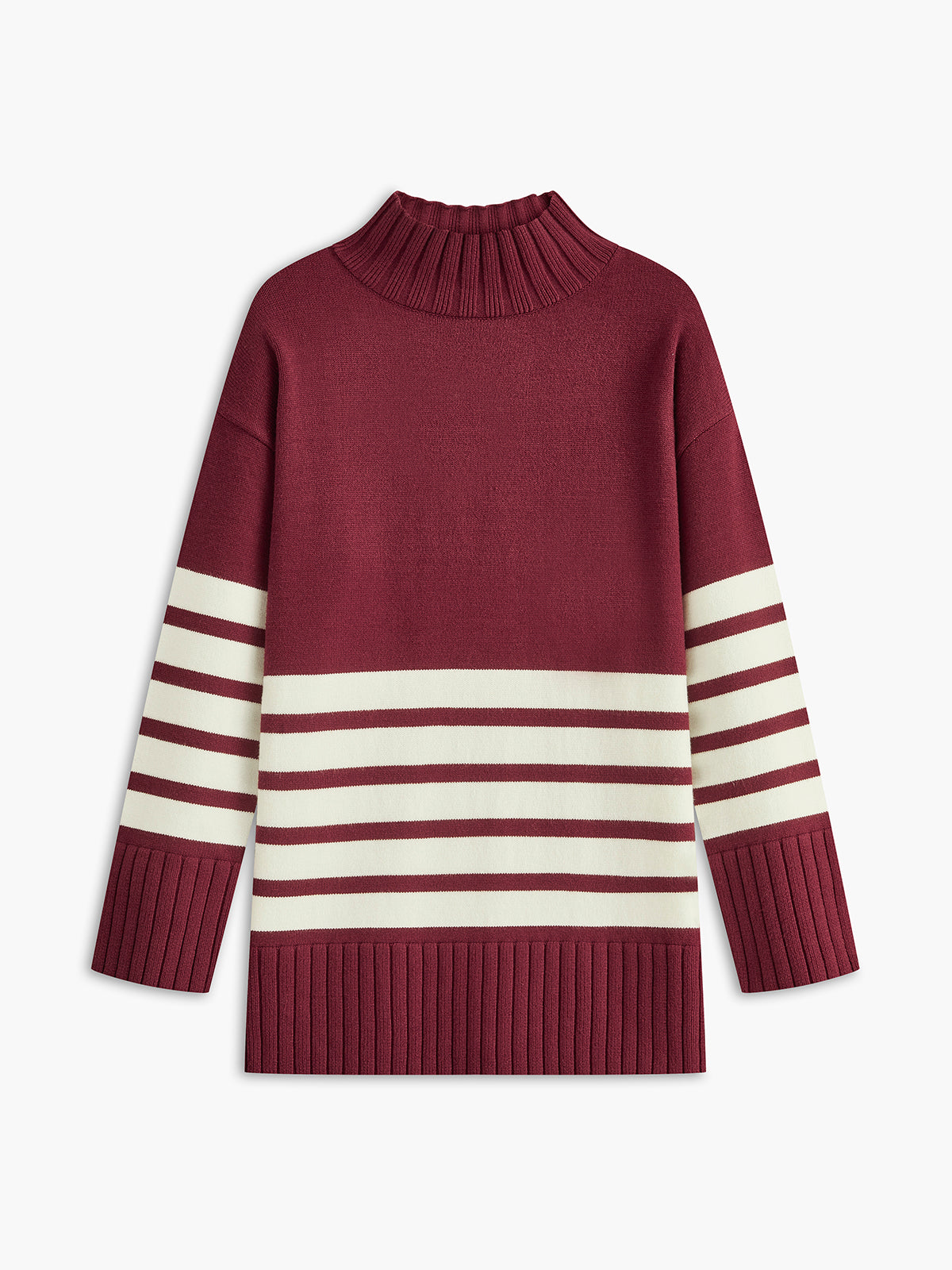 Elena | Striped mock neck sweater