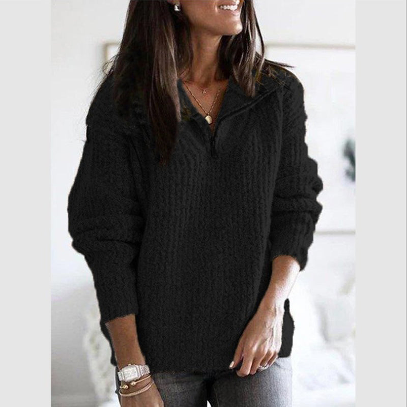 Guendalina | Ribbed Sweater with Zip — From Fit Wrap Knit Top