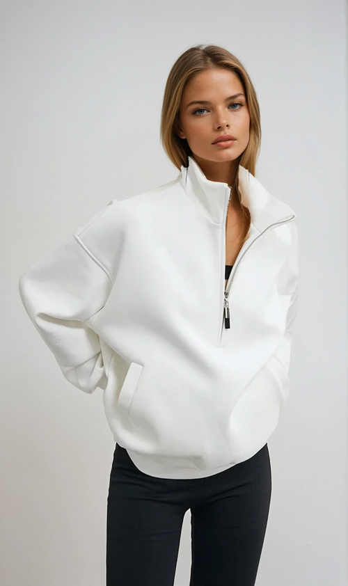Alessandra | Oversized Sweatshirt with Half Zip