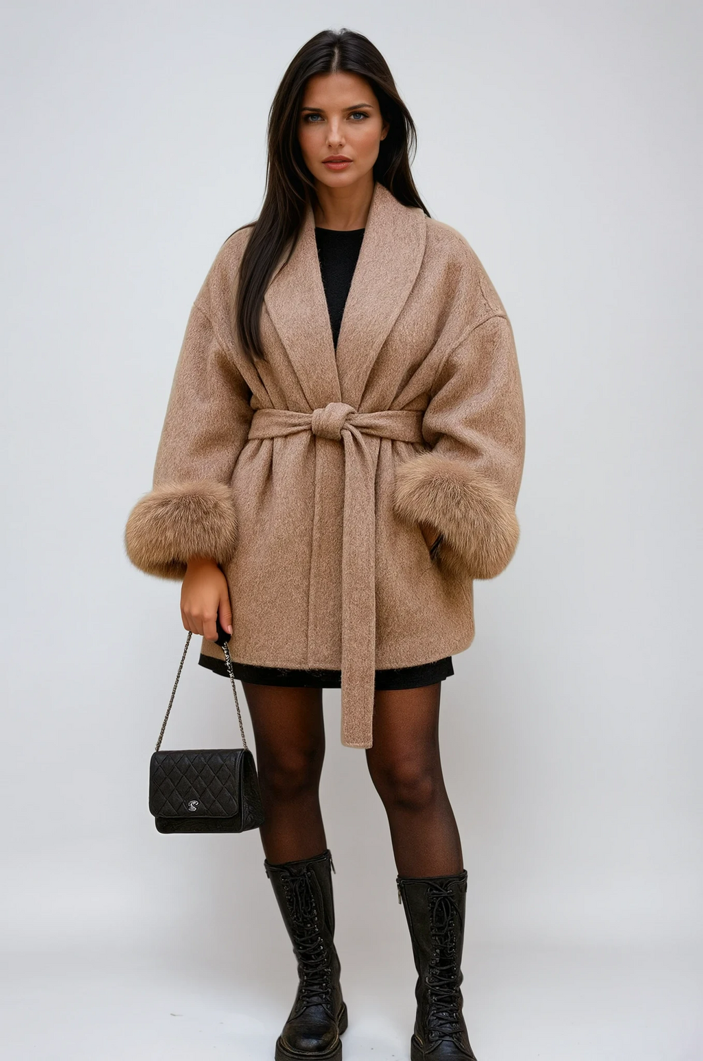 Giovanna | Faux Fur Coat with Waist Belt