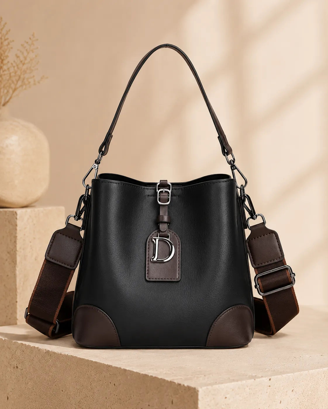 Elena | Convertible Shoulder Bucket Bag