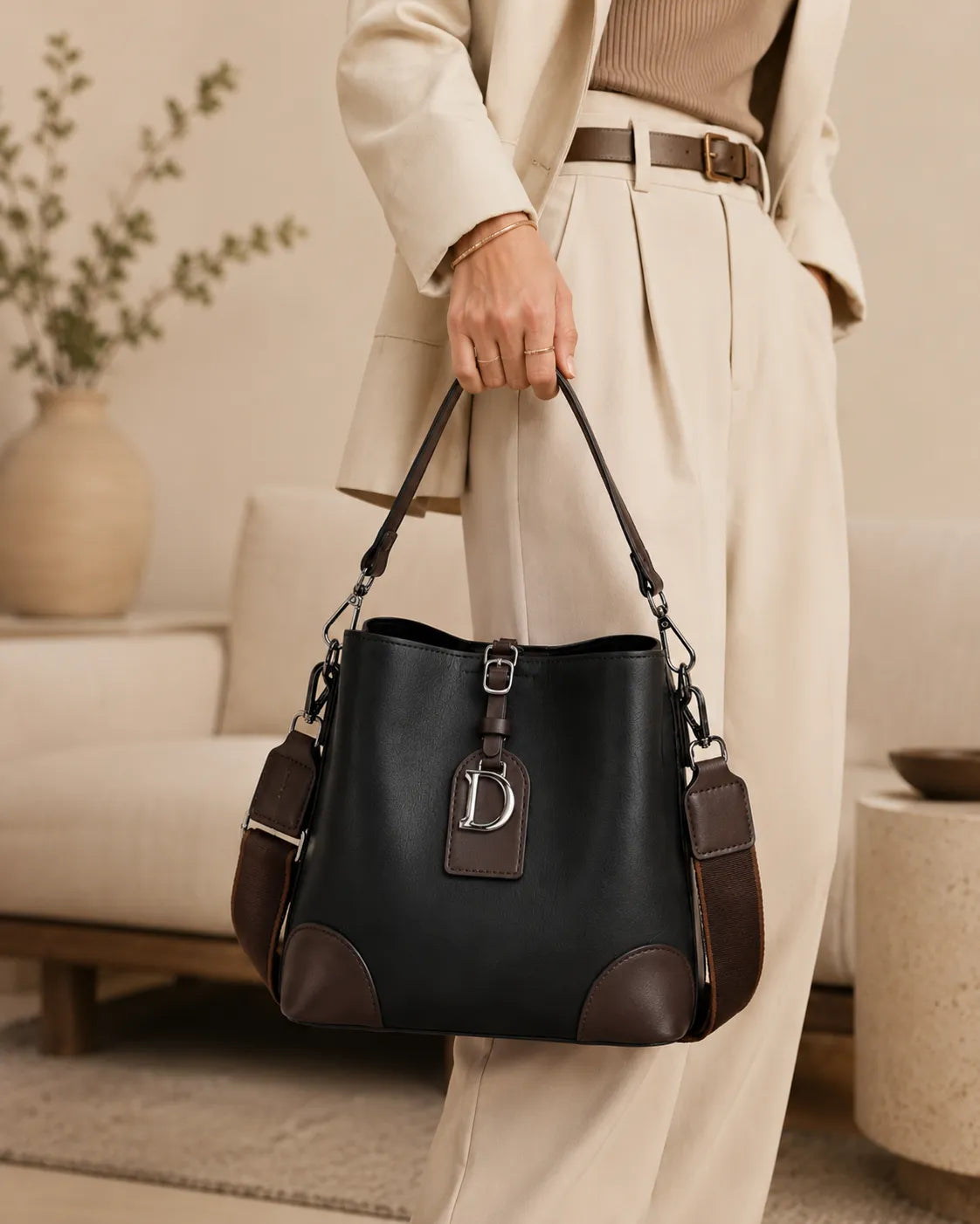 Elena | Convertible Shoulder Bucket Bag