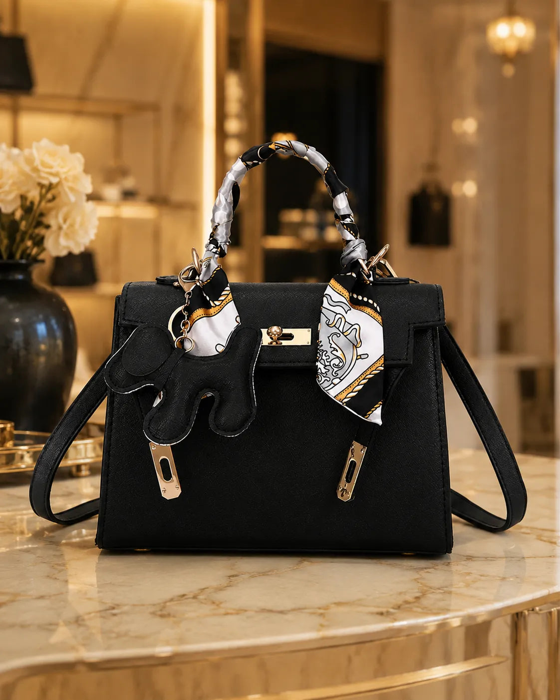 Celeste | Structured Bag with Silk Foulard
