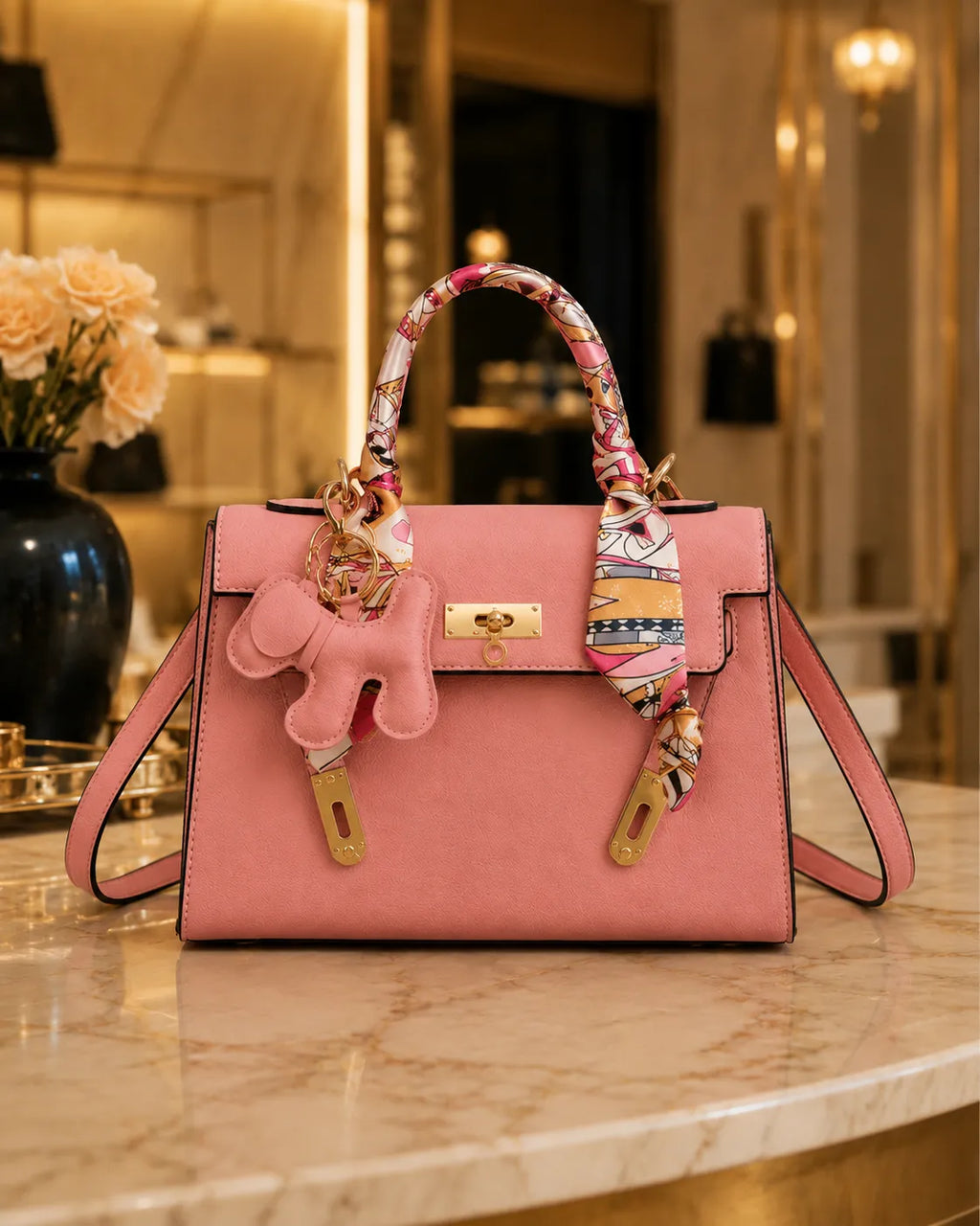Celeste | Structured Bag with Silk Foulard