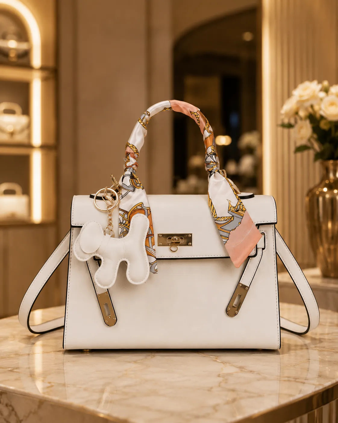 Celeste | Structured Bag with Silk Foulard