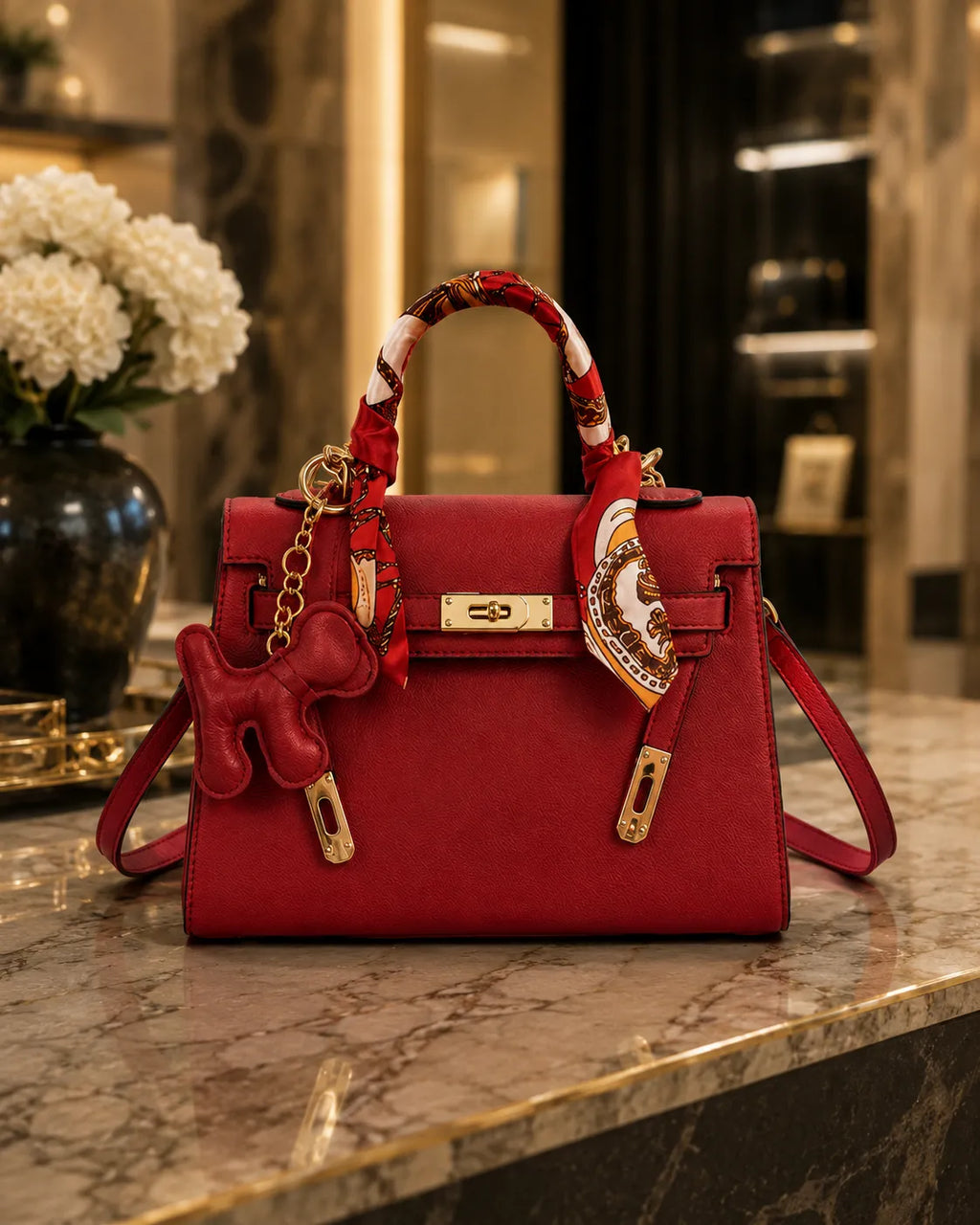 Celeste | Structured Bag with Silk Foulard