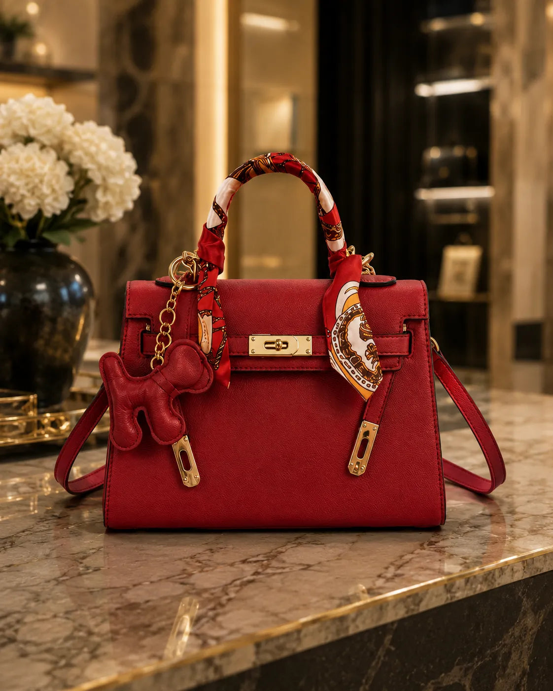 Celeste | Structured Bag with Silk Foulard