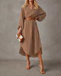 Sienna | Striped Midi Shirt Dress with Belt