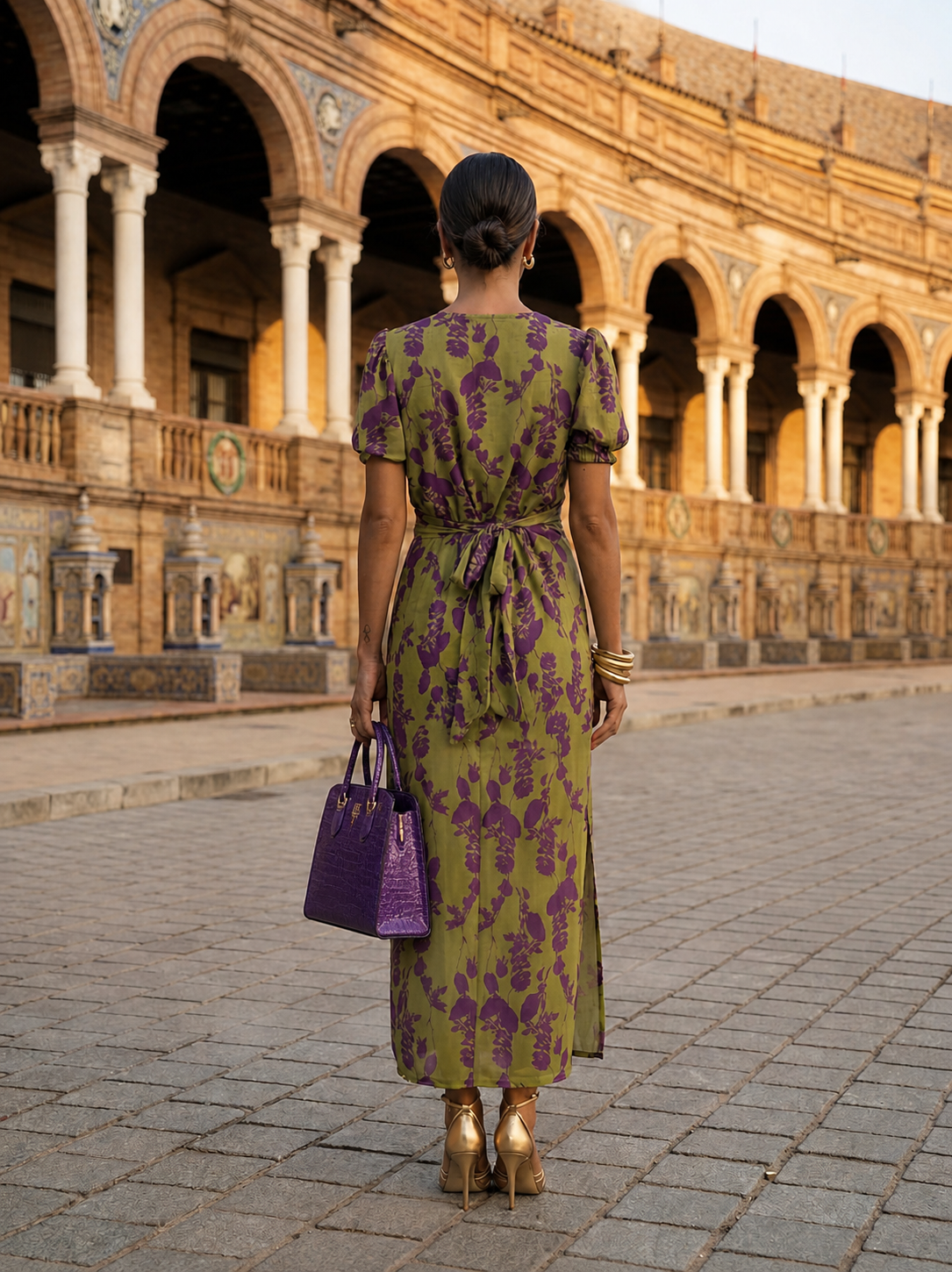 Maxi Floral Dress with Drape Flowy