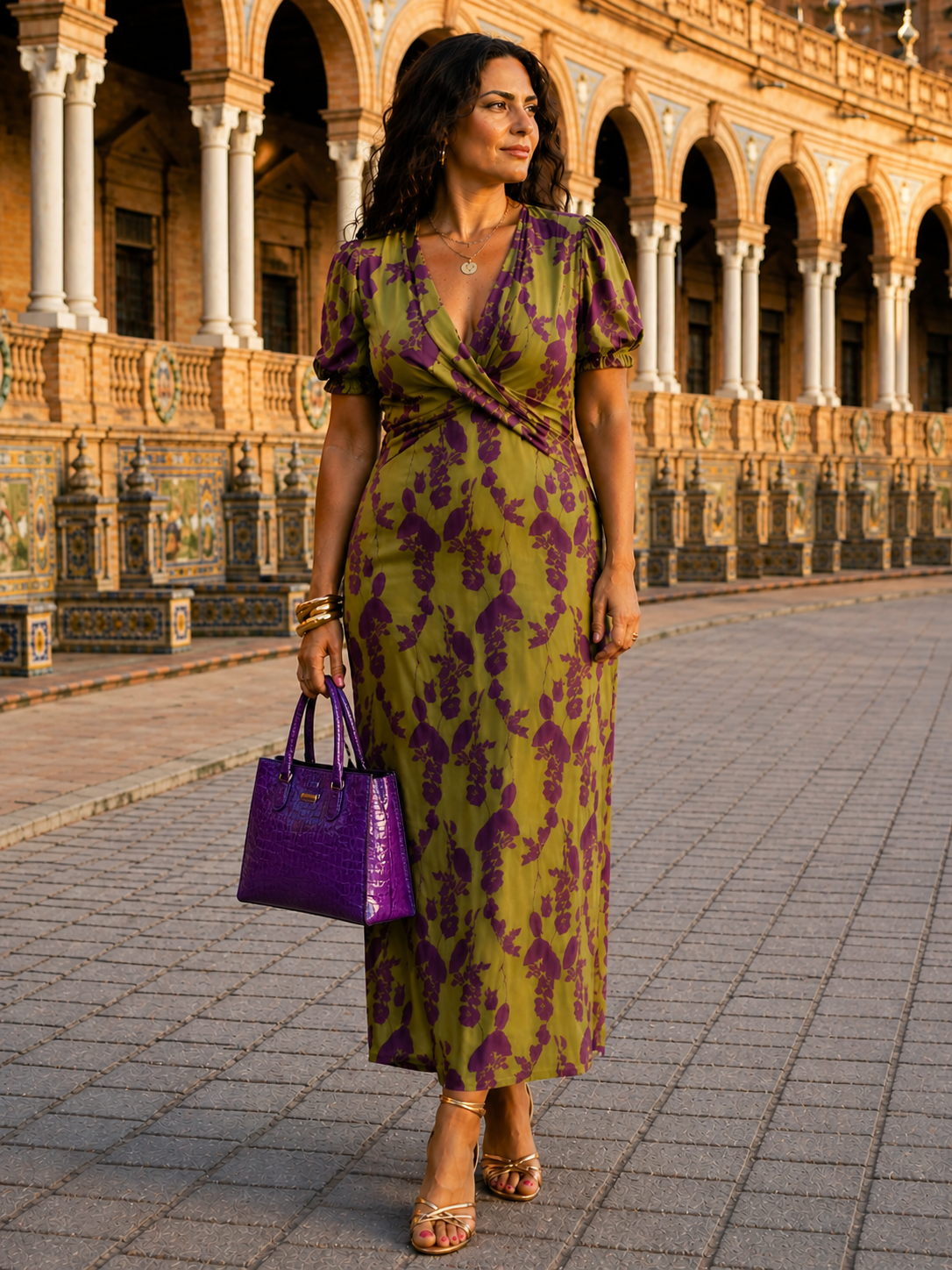 Maxi Floral Dress with Drape Flowy