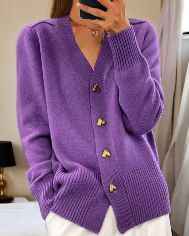 Concetta | Soft knit V-neck cardigan with buttons