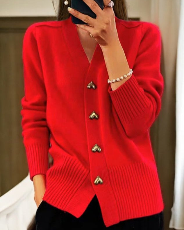 Concetta | Soft knit V-neck cardigan with buttons