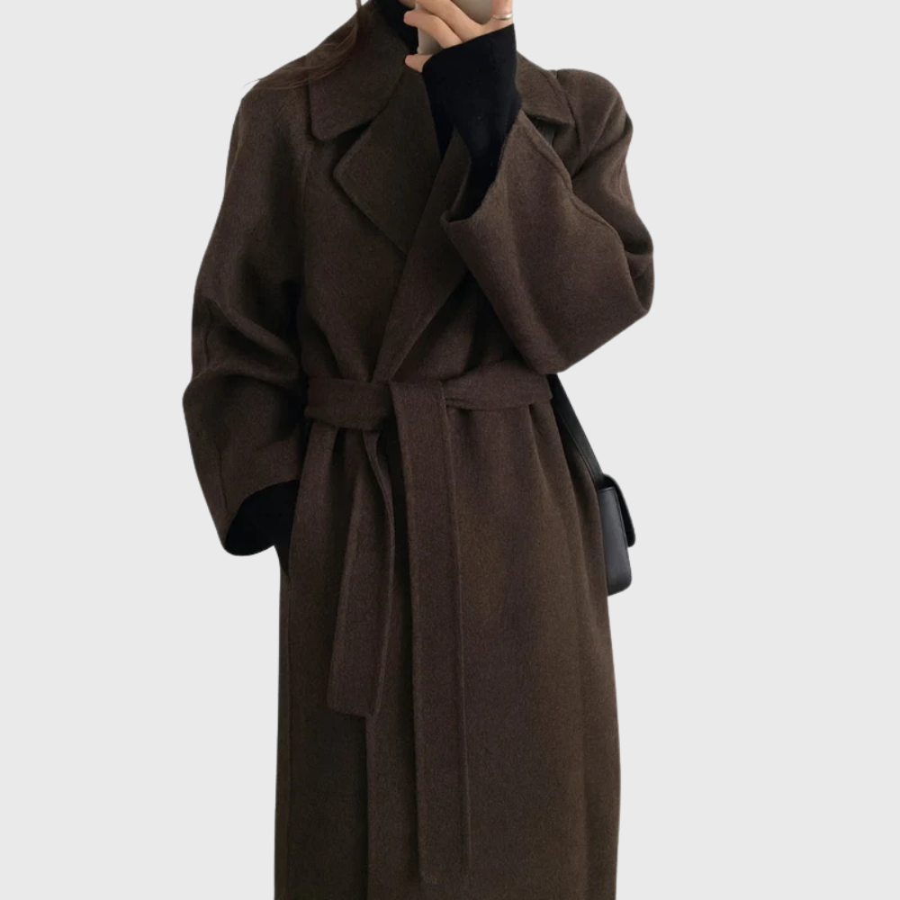 Rossella | Long Timeless Wool-Blend Coat with Tie Belt
