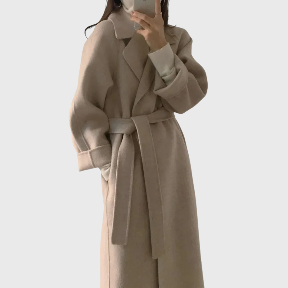 Rossella | Long Timeless Wool-Blend Coat with Tie Belt