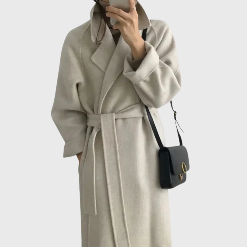 Rossella | Long Timeless Wool-Blend Coat with Tie Belt