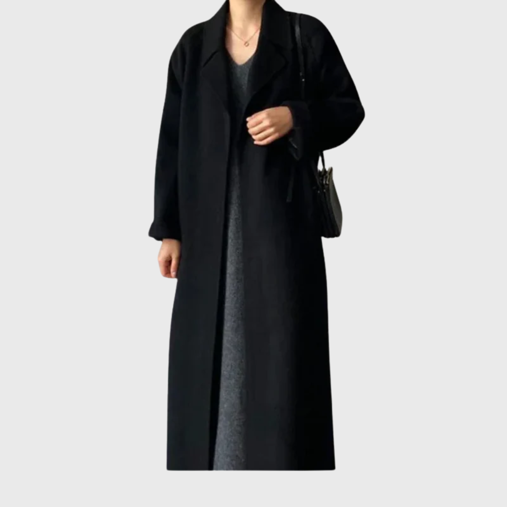 Rossella | Long Timeless Wool-Blend Coat with Tie Belt