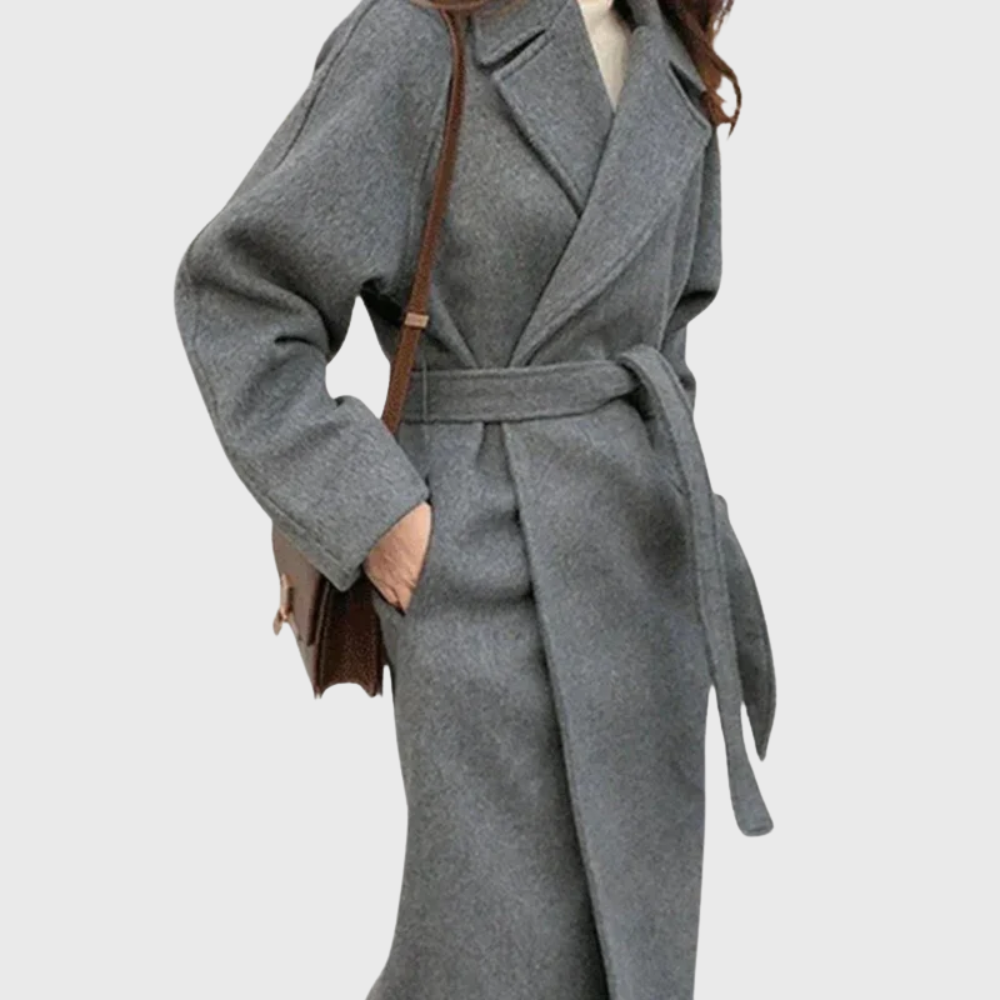 Rossella | Long Timeless Wool-Blend Coat with Tie Belt