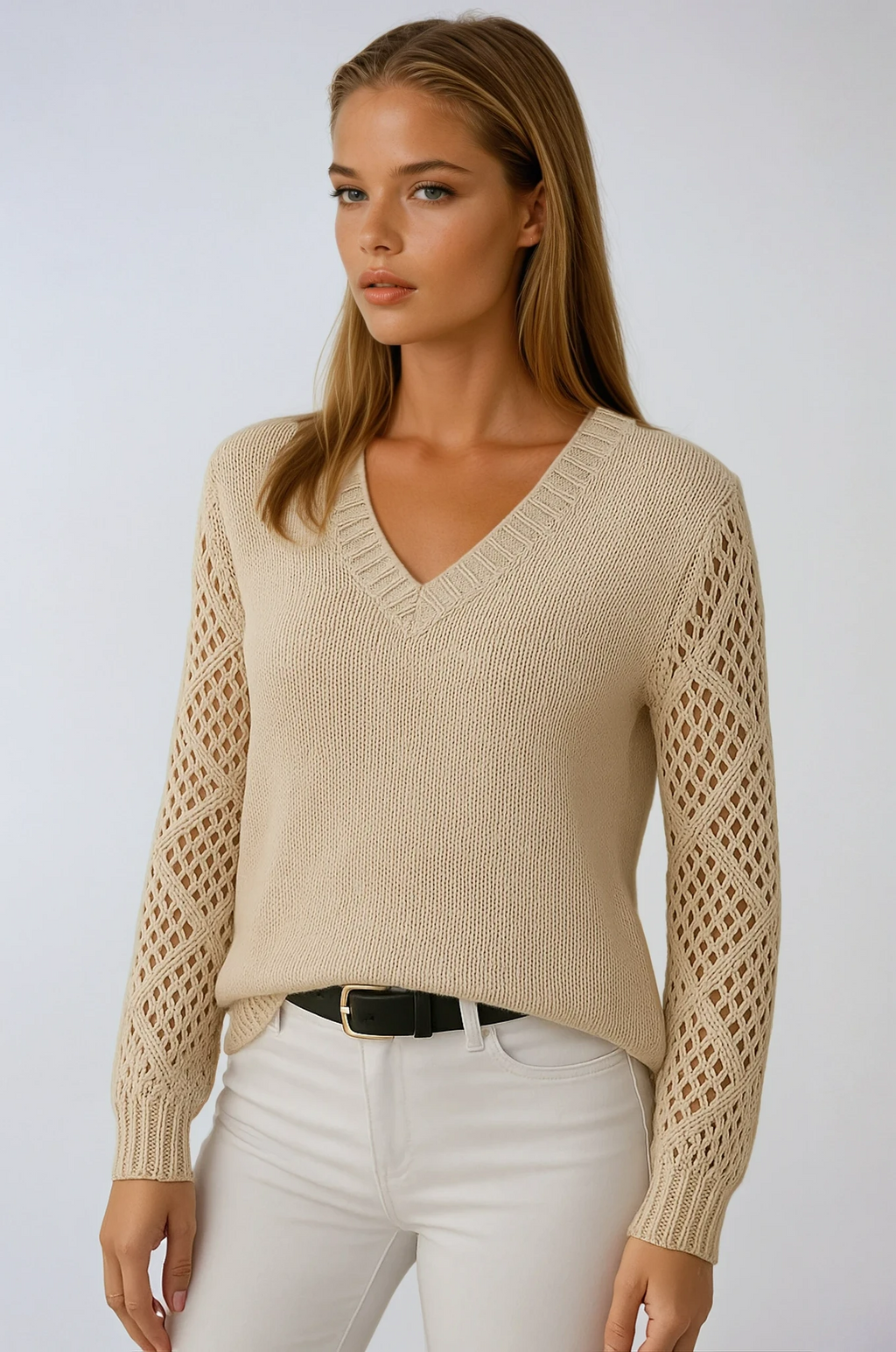 Desideria | Knit Sweater with Crochet Sleeves