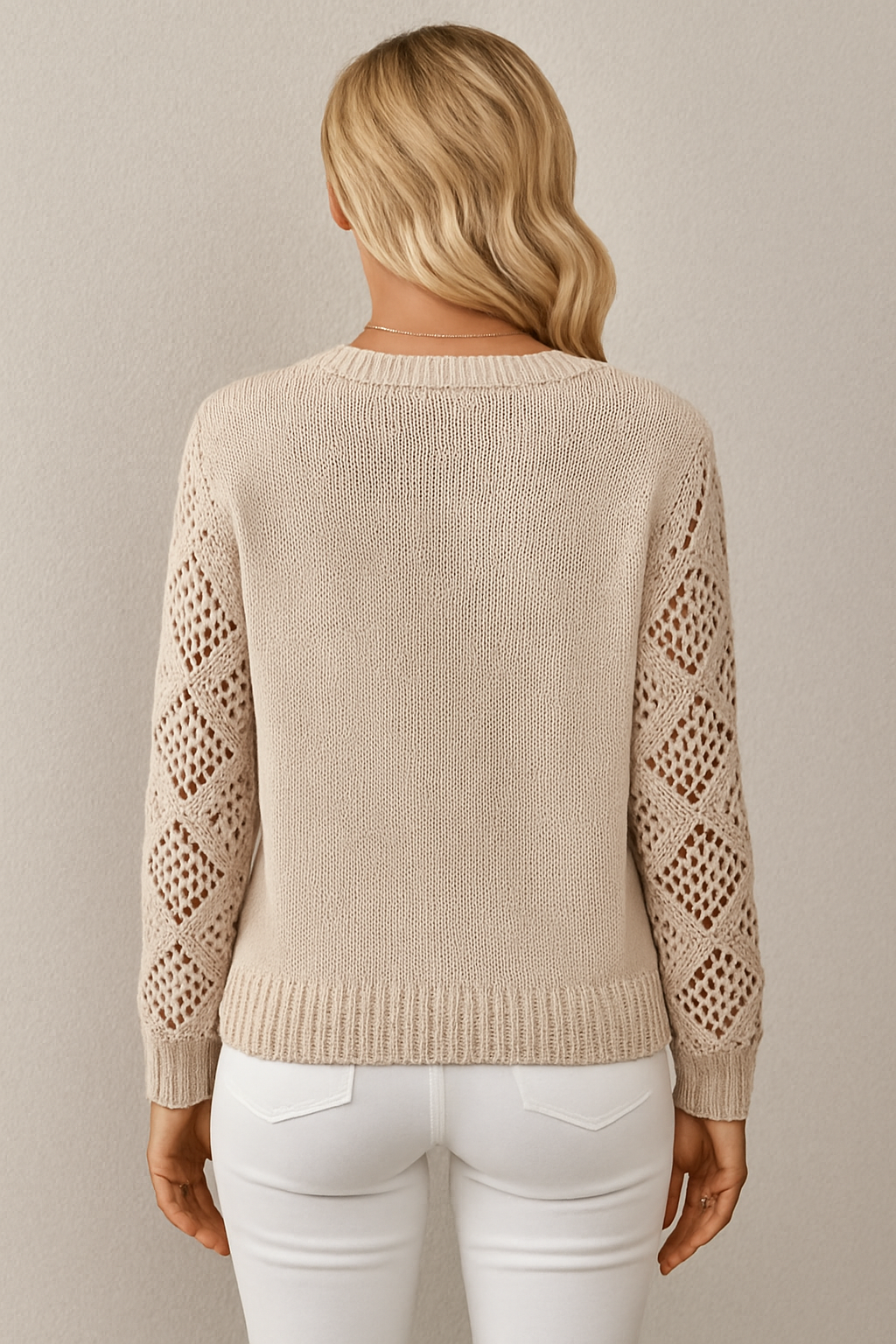 Desideria | Knit Sweater with Sleeves All'uncinetto