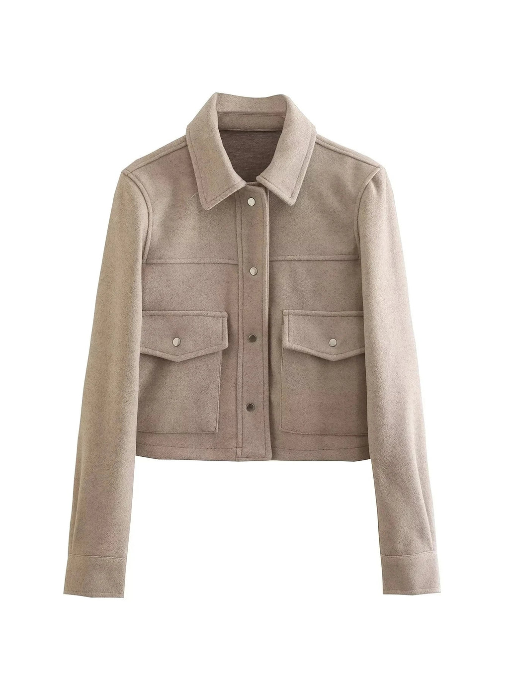 Nicla | Short in Blend Wool Jacket with Buttons & Design Utility Structured