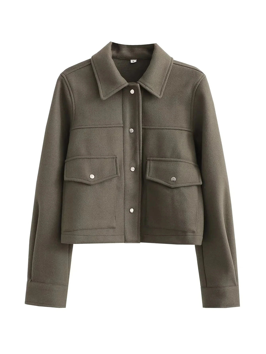 Nicla | Short in Blend Wool Jacket with Buttons & Design Utility Structured