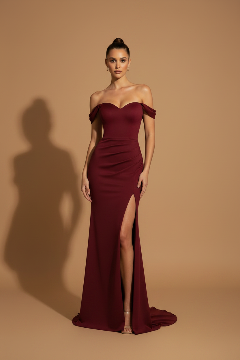 Maxi Elegant Aura Dress – Burgundy