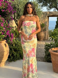 Capri — Long without Spalline Floral Acquerello Dress