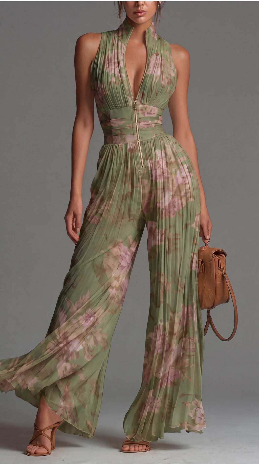 Inés | Pleated in Chiffon Floral Jumpsuit
