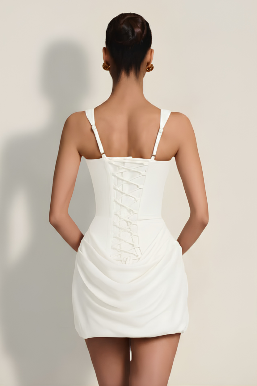Elara – Mini Corset White Dress