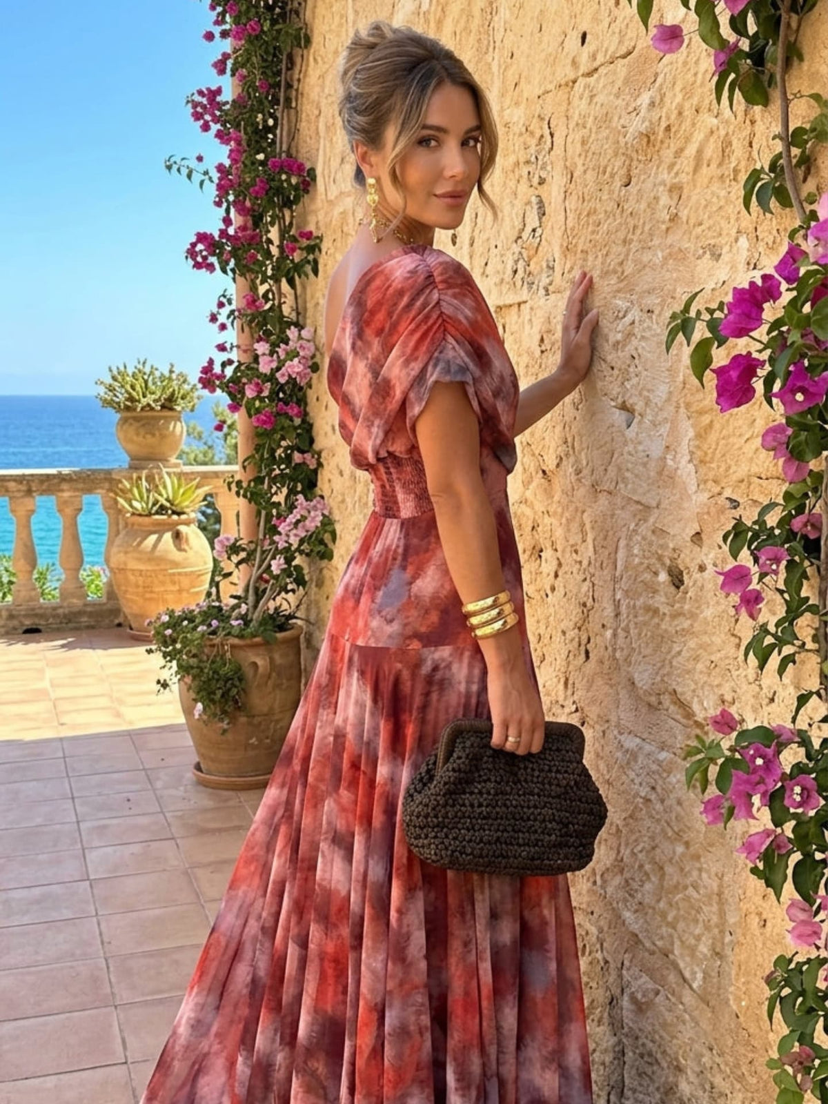 Long Monospalla Acquerello Dress