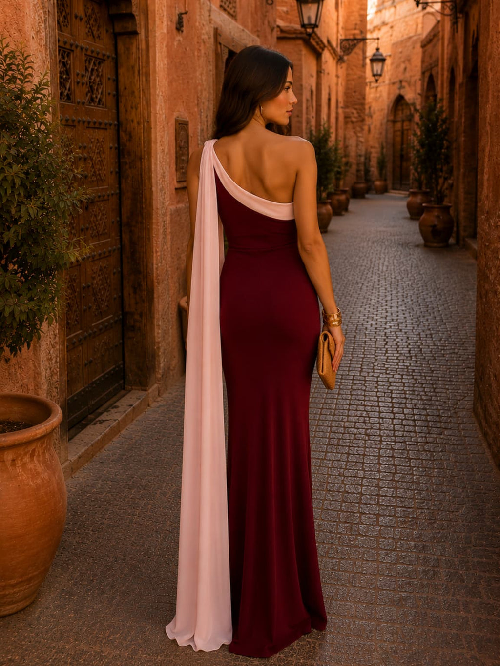 Vivian in Burgundy Dress