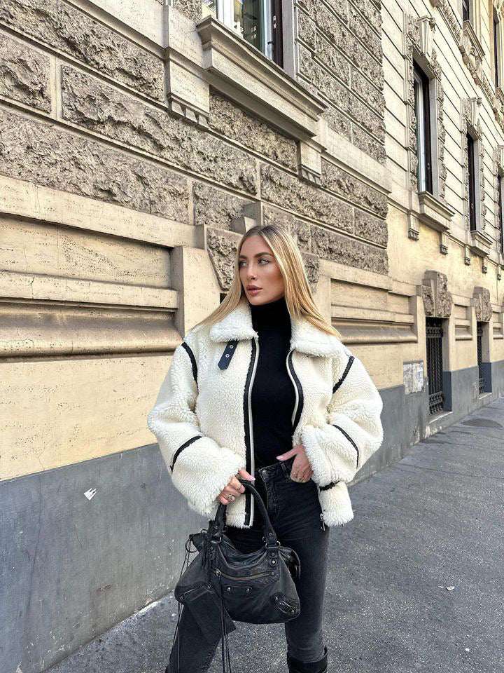 Secondina | Faux Shearling Jacket with Statement Collar