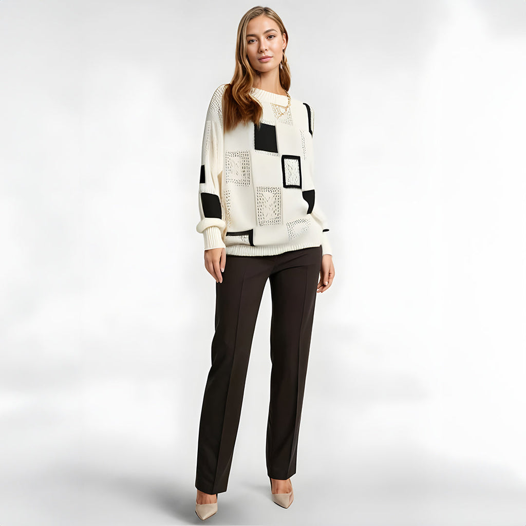 Fiorenza | Elegant Patchwork Knit Sweater for Women