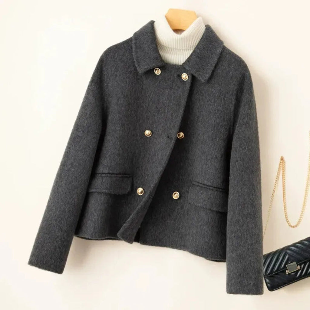 Sofonisba | Short Wool Jacket with Gold Buttons