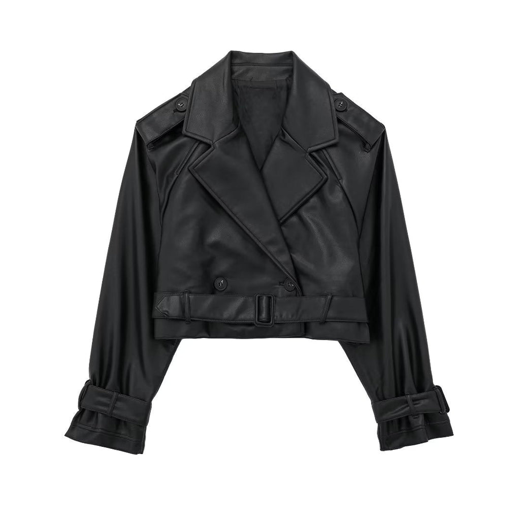 Raffaella | Short in Faux Leather Trench Coat