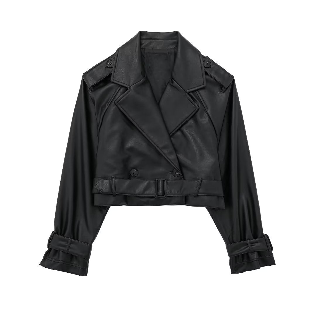 Raffaella | Short in Faux Leather Trench Coat