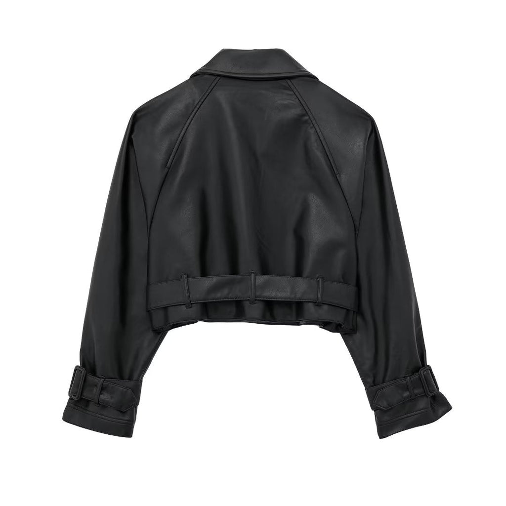 Raffaella | Short in Faux Leather Trench Coat