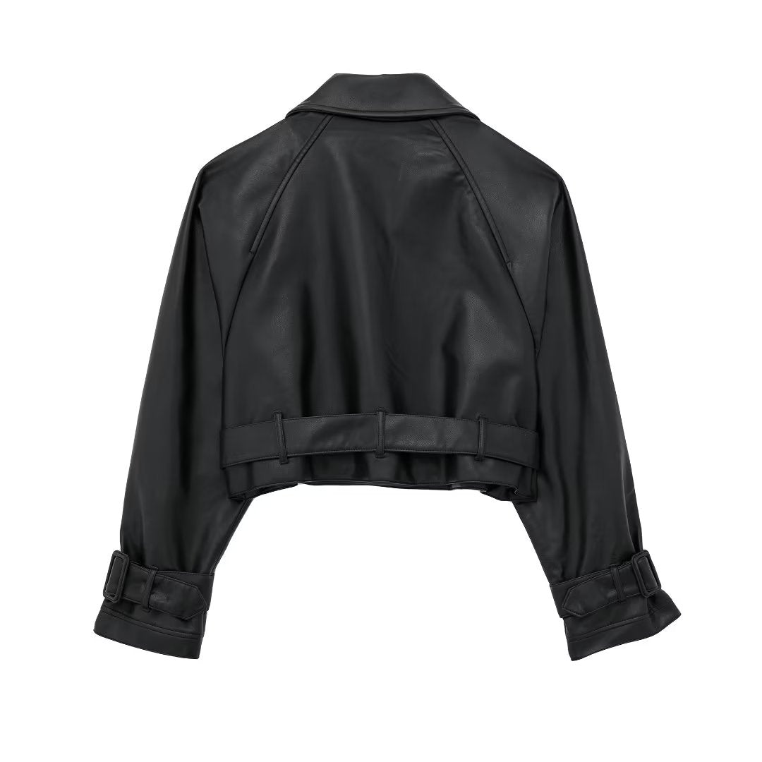 Raffaella | Short in Faux Leather Trench Coat