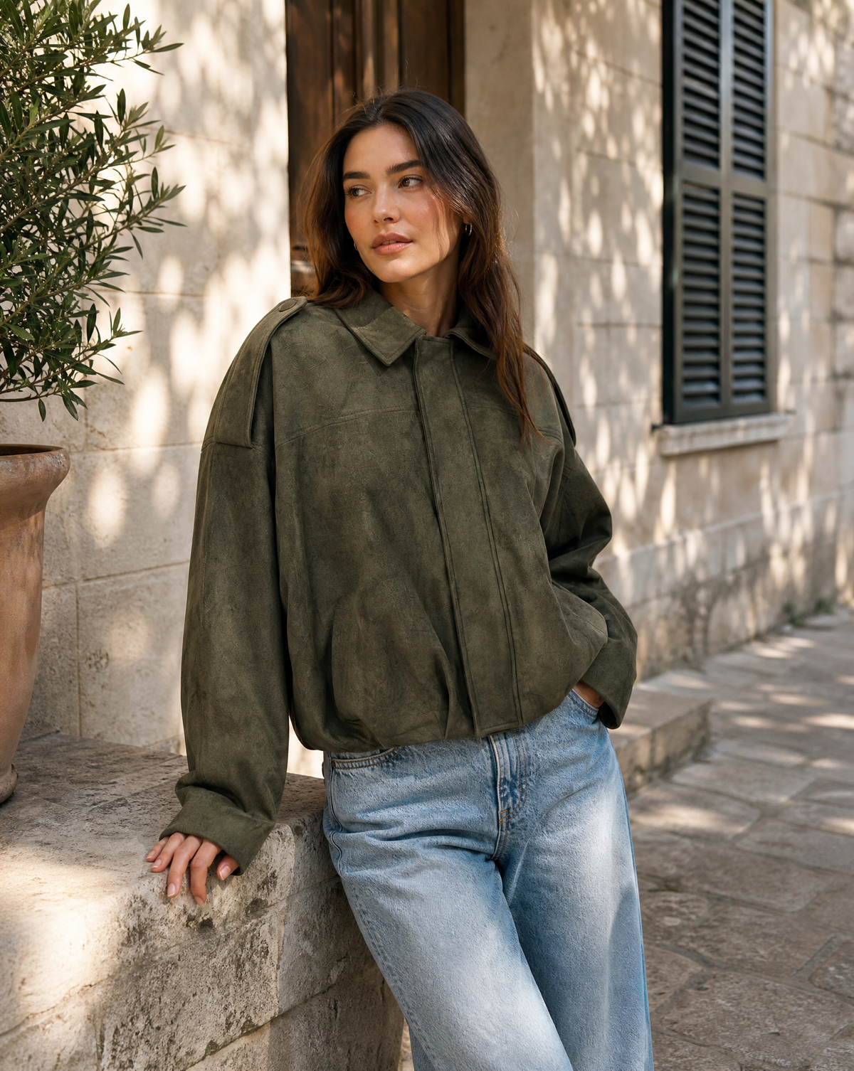 Ottorina | Boxy Relaxed Suede Faux Jacket