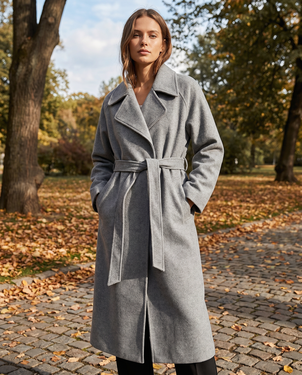 Rossella | Long Timeless Wool-Blend Coat with Tie Belt