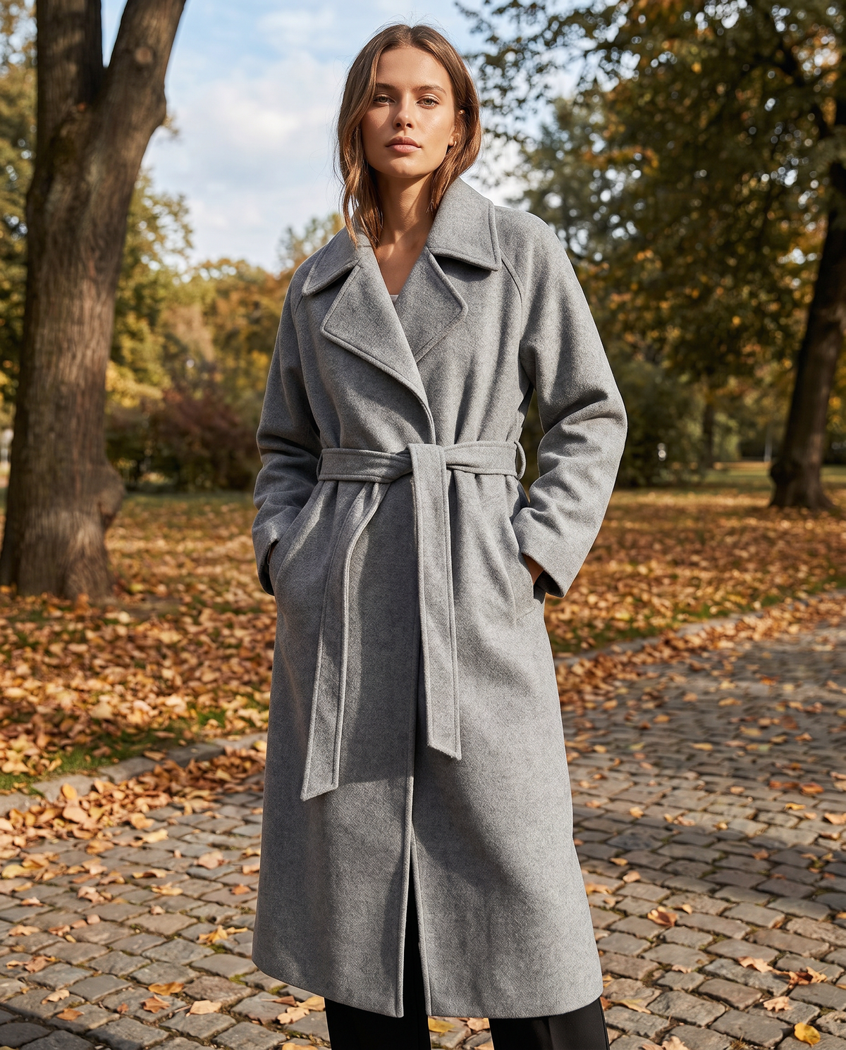 Rossella | Long Timeless Wool-Blend Coat with Tie Belt