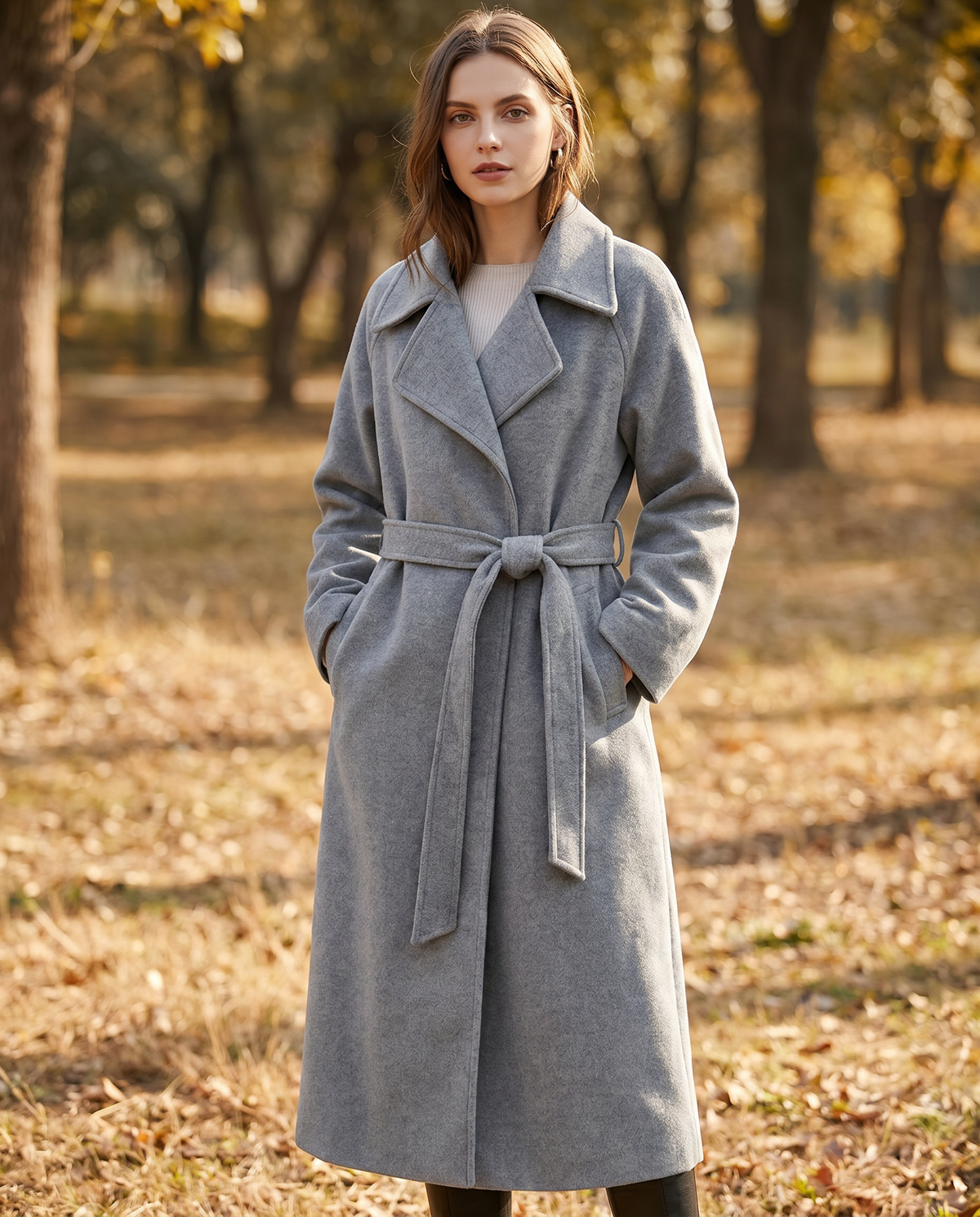 Rossella | Long Timeless Wool-Blend Coat with Tie Belt