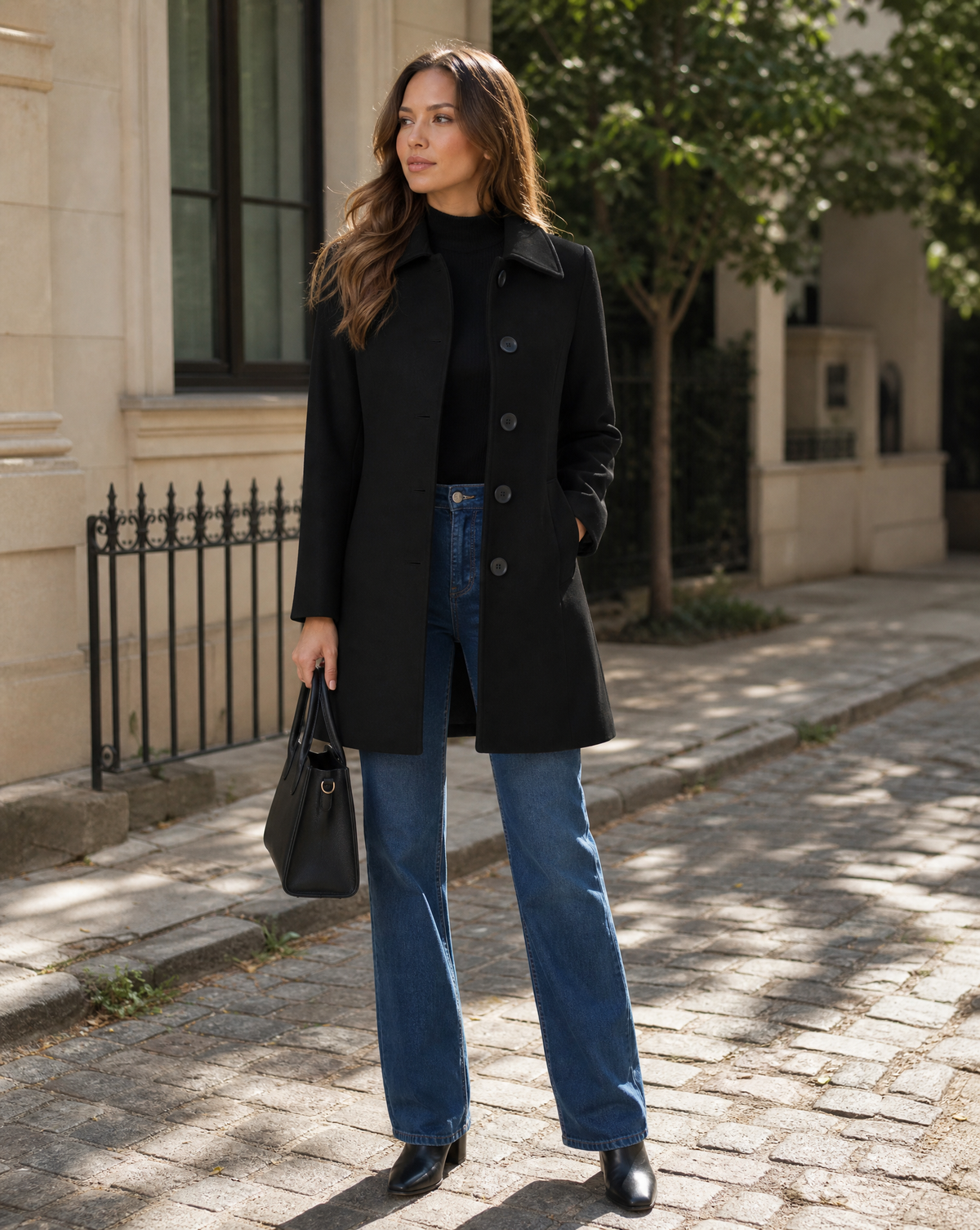 Sabina | Winter Single Trench Coat-Breasted