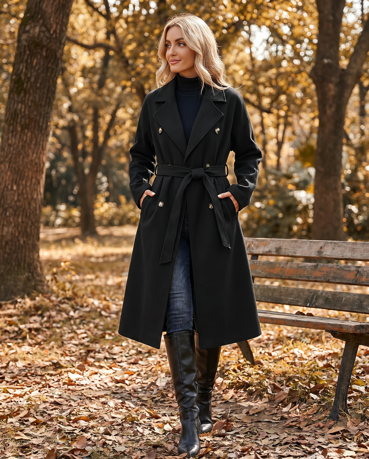 Graziella | Long winter trench coat with belt and padding