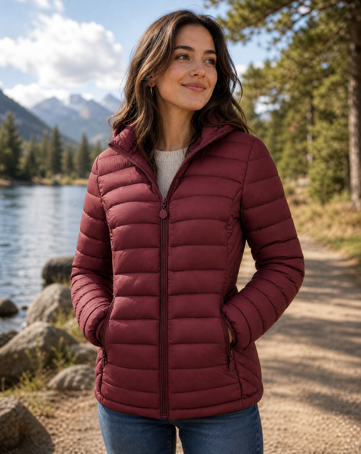 Nora | Lightweight quilted down jacket with hood and fleece lining