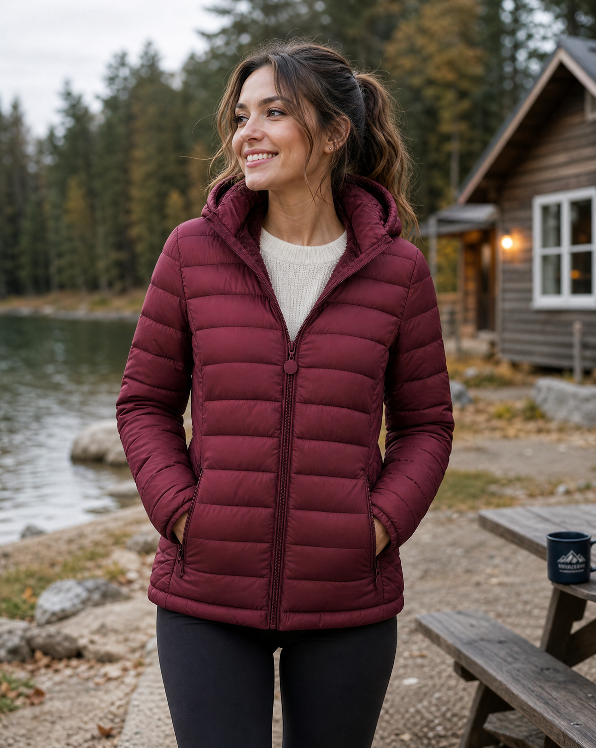 Nora | Lightweight quilted down jacket with hood and fleece lining