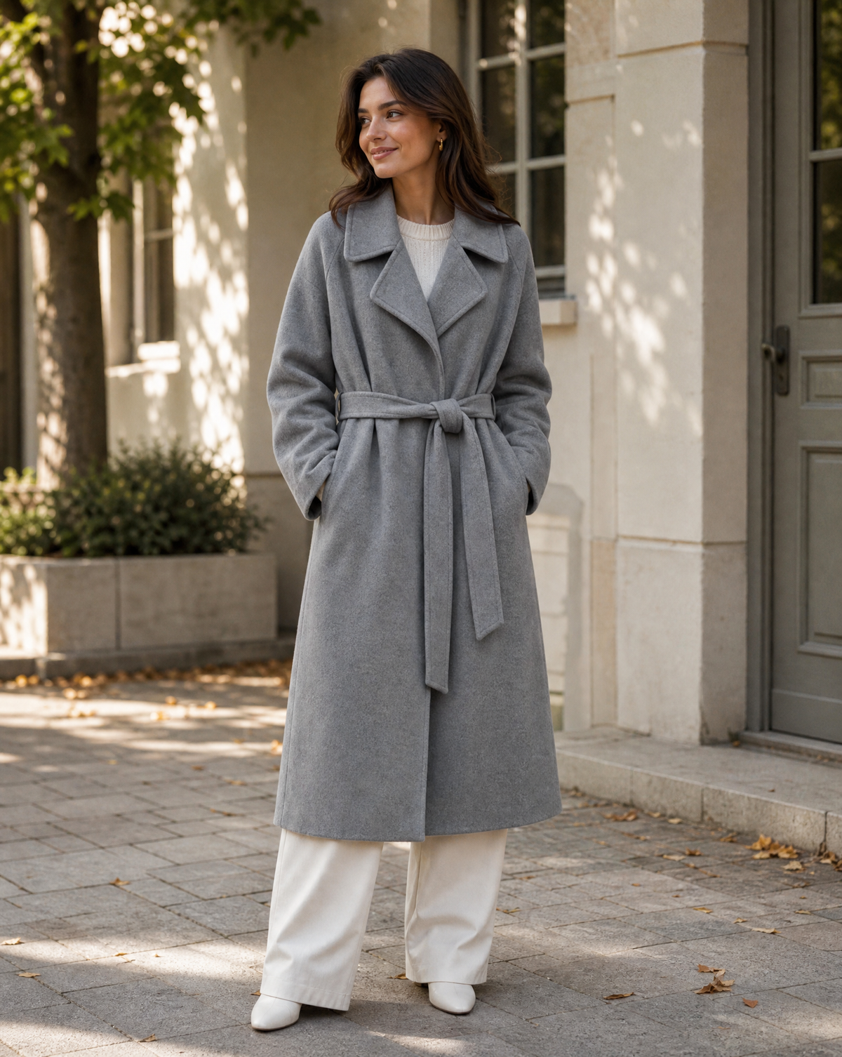 Rossella | Long Timeless Wool-Blend Coat with Tie Belt