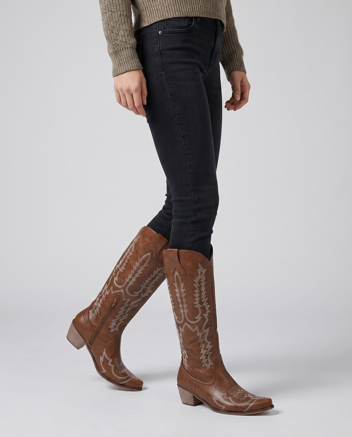 Gaudenzia | Knee-High Embroidered Cowboy Boots